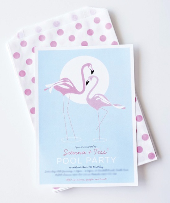 Invitación personalizada flamingo rosa retro