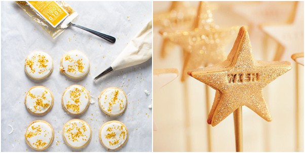 galletas decoradas de Navidad en Oro y Blanco