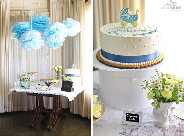 Cómo decorar una mesa dulce de bautizo en blanco y azul