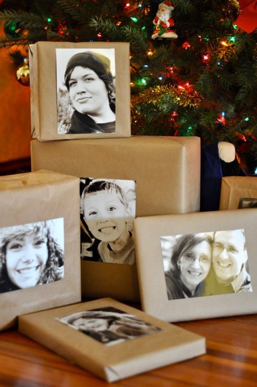 Envolver regalos con papel kraft y fotos