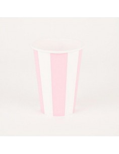 Vasos rayas rosa / 6 uds