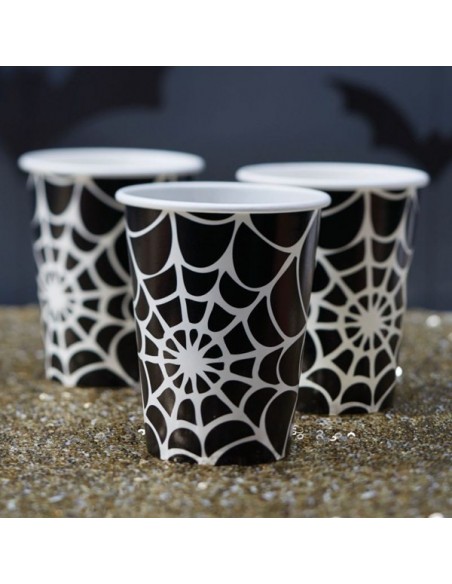 Vasos de papel tela de araña Halloween